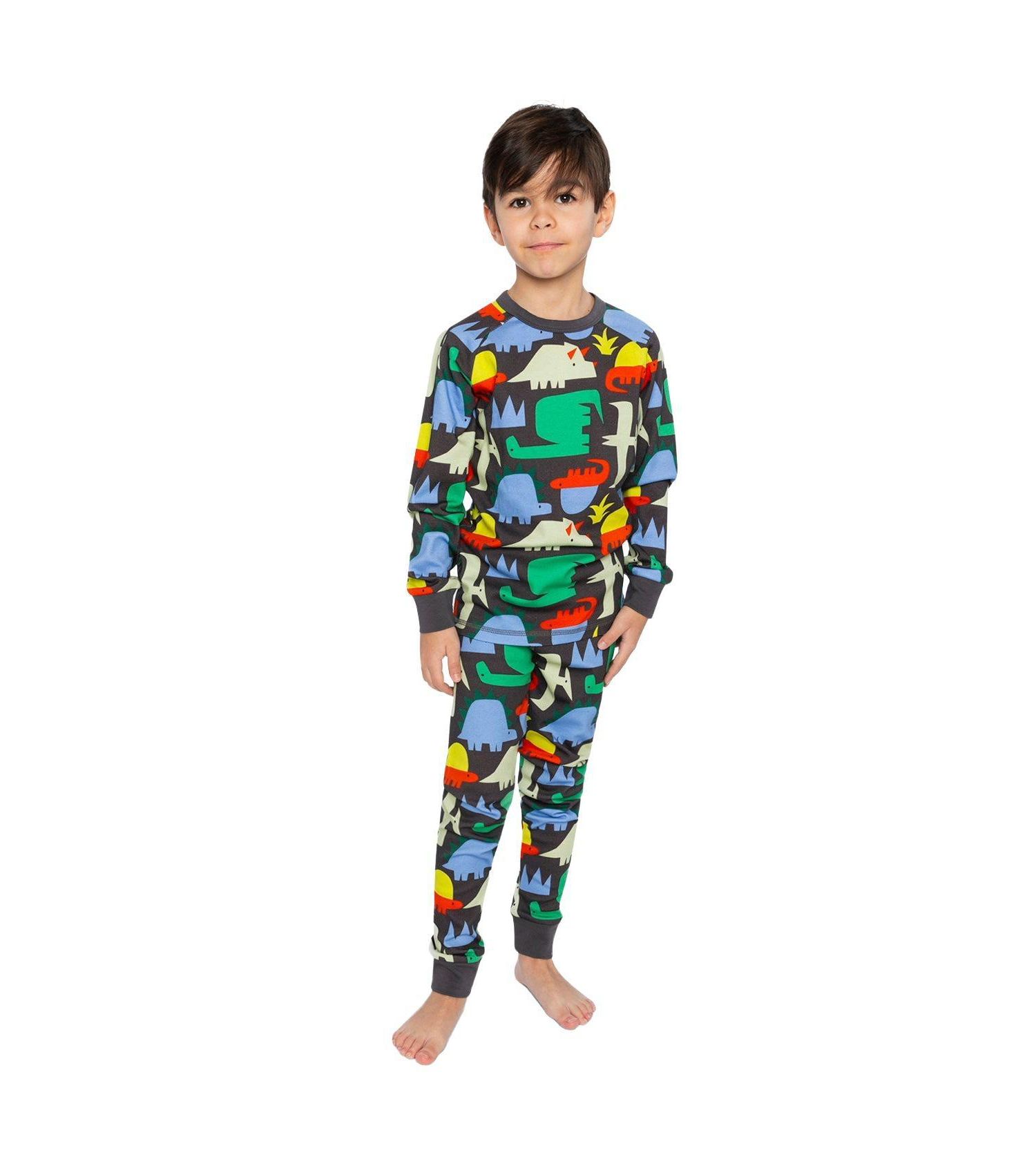 Kids&baby(6-12)Little and Big Boy Cotton Two Piece Pajama Set Dinosaur Print