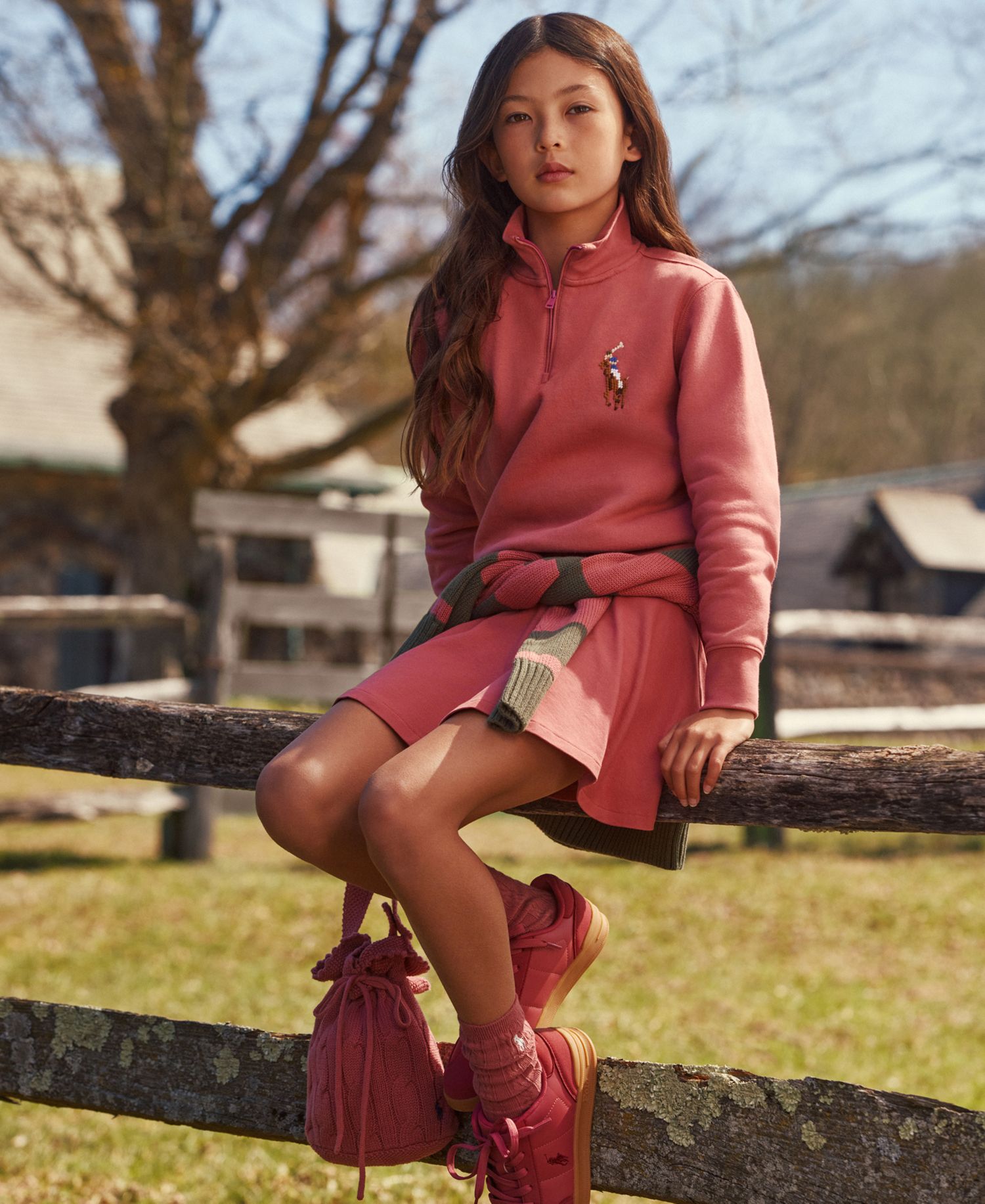 Girls' 7-16 Quarter-Zip Long-Sleeve Sweatshirt