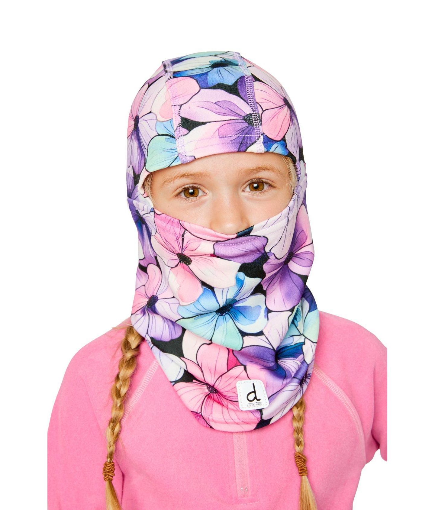 Deux par Deux Little and Big Girl (5-14) Brushed Jersey Balaclava Floral Print, цвет: Фиолетовый с принтом — фото 2