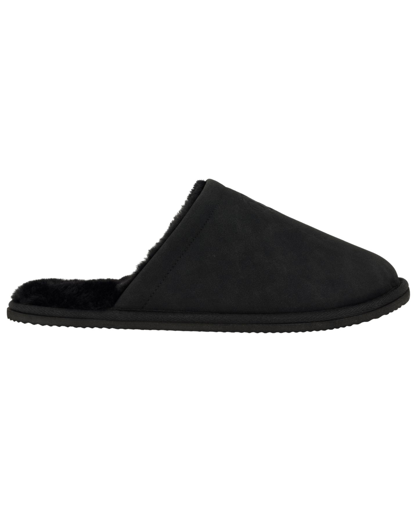 Мужские тапочки Calvin Klein Roon Plush Lined Footbed Round-Toe Slippers, цвет: Чёрный — фото 2