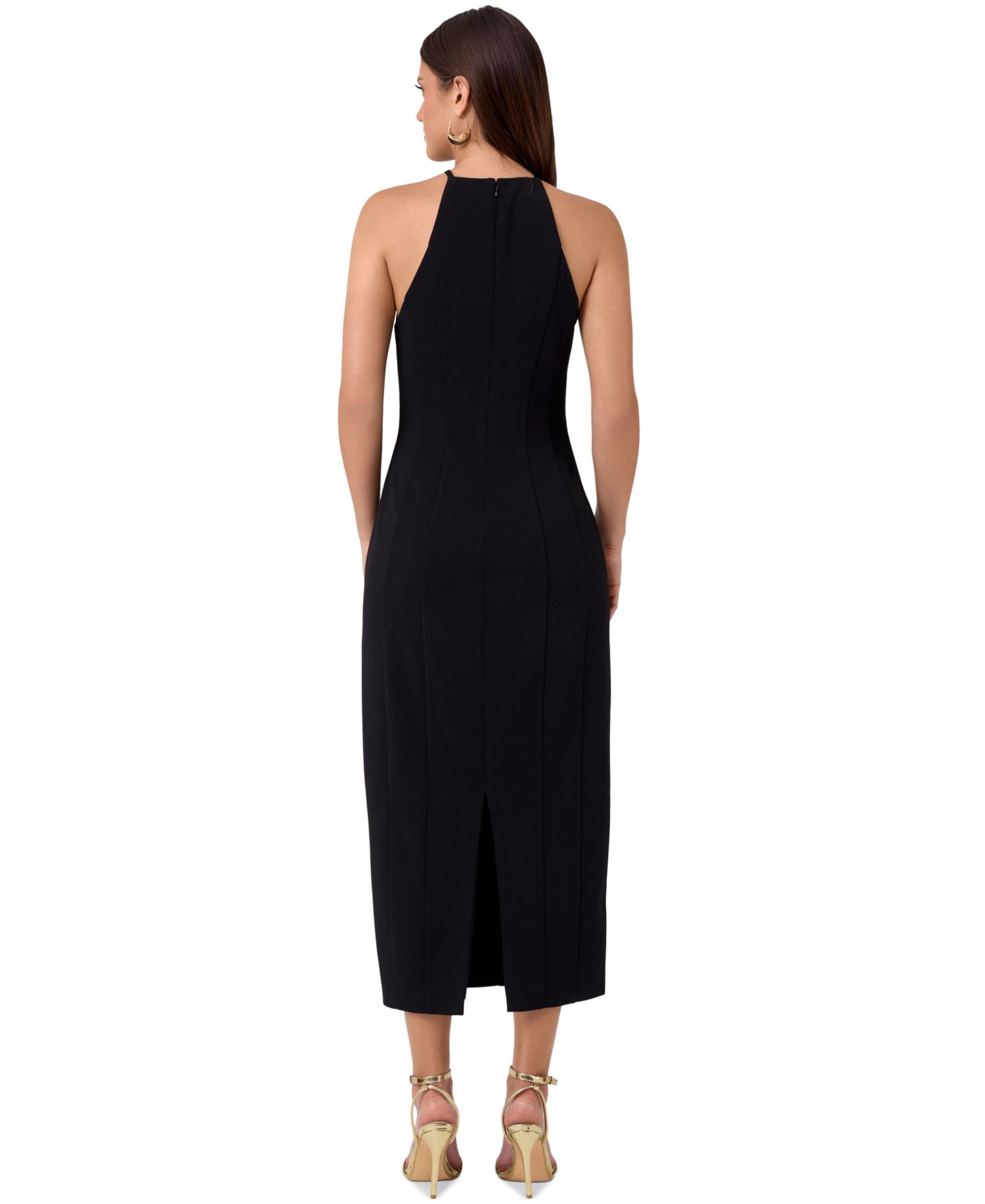Women's Avalon Midi Halter Gold-Hardware Dress
