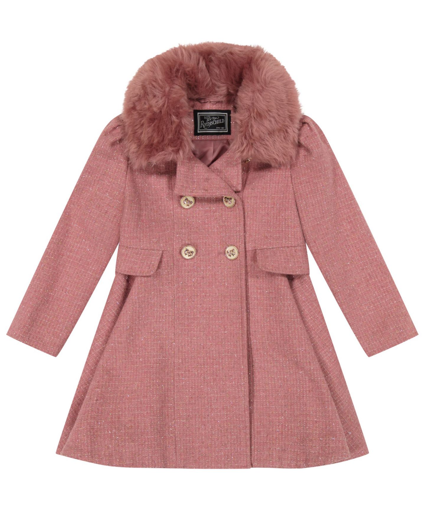 Пальто S Rothschild & CO Long-Sleeve Princes Coat для девочек-малышей, цвет: Розовый / Золотой — фото 1