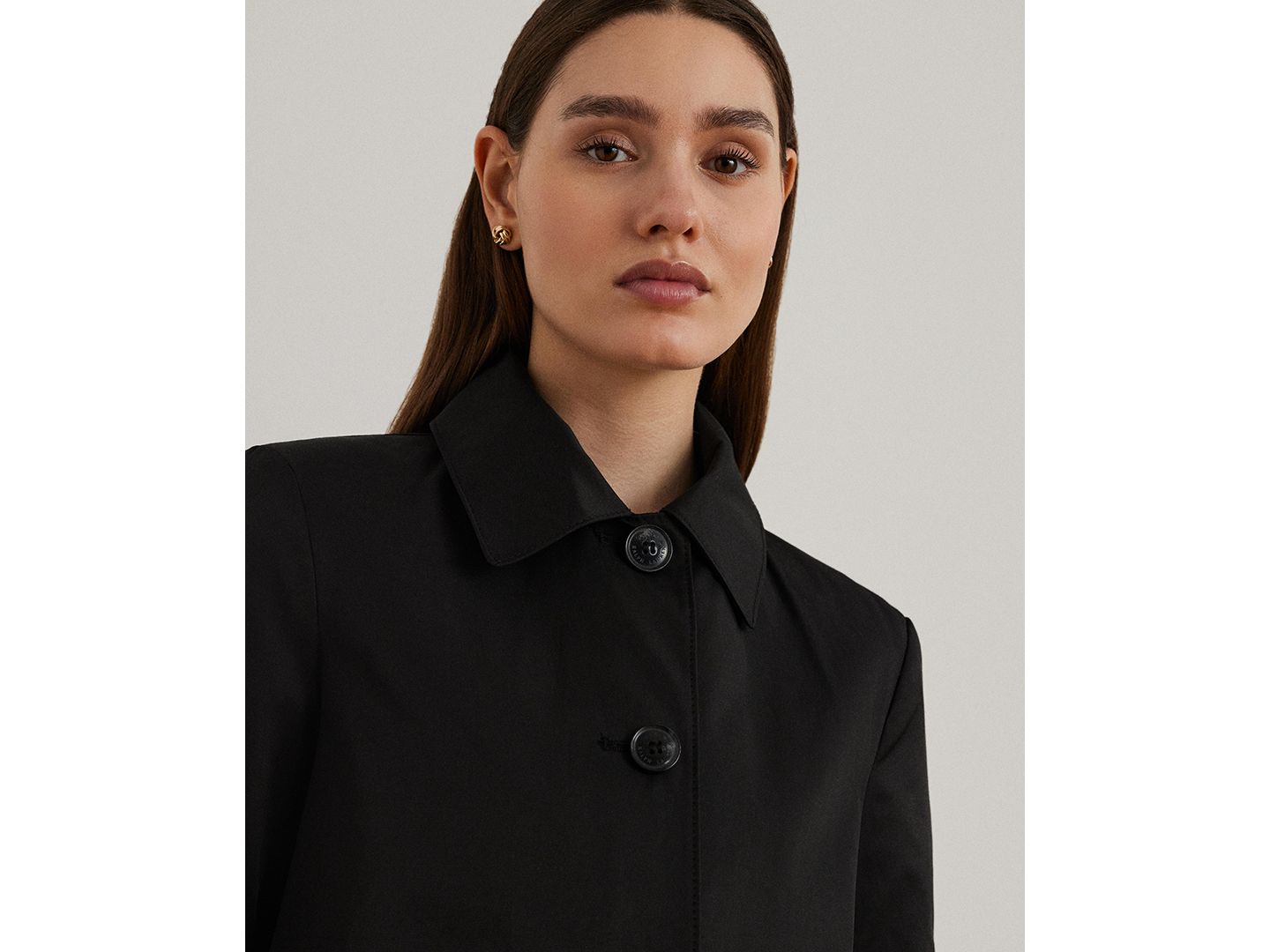 Женские куртки Lauren Ralph Lauren Hooded Water-Resistant A-Line Raincoat, Created for Macy's, цвет: Чёрный — фото 3