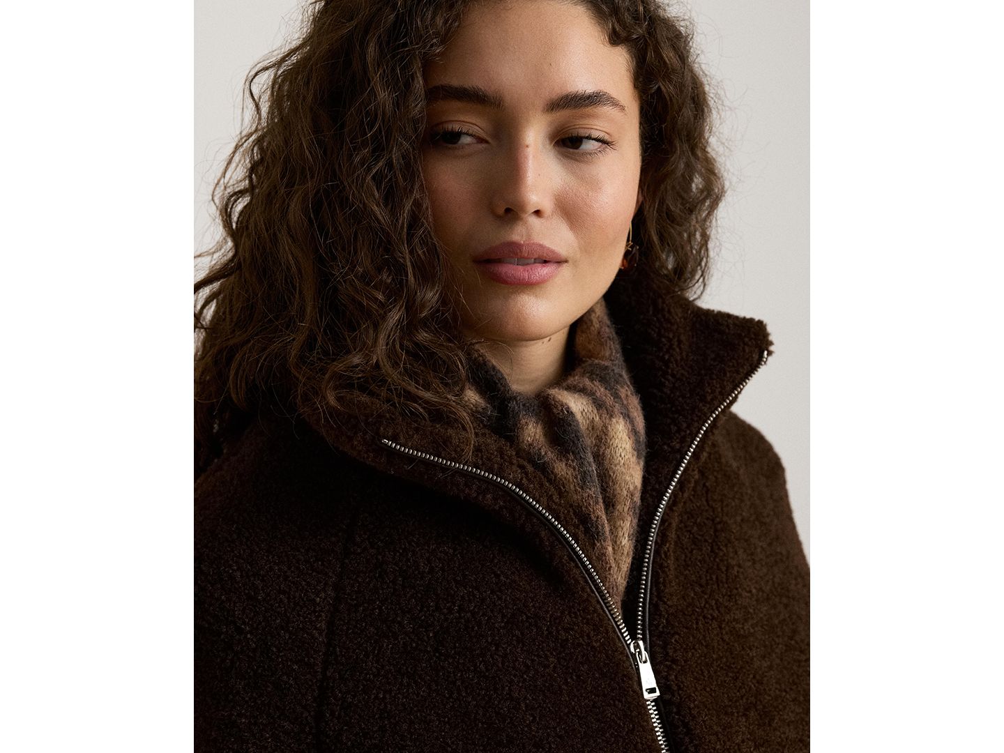 Женская куртка Lauren Ralph Lauren Funnelneck Faux-Shearling, цвет: Коричневый — фото 3
