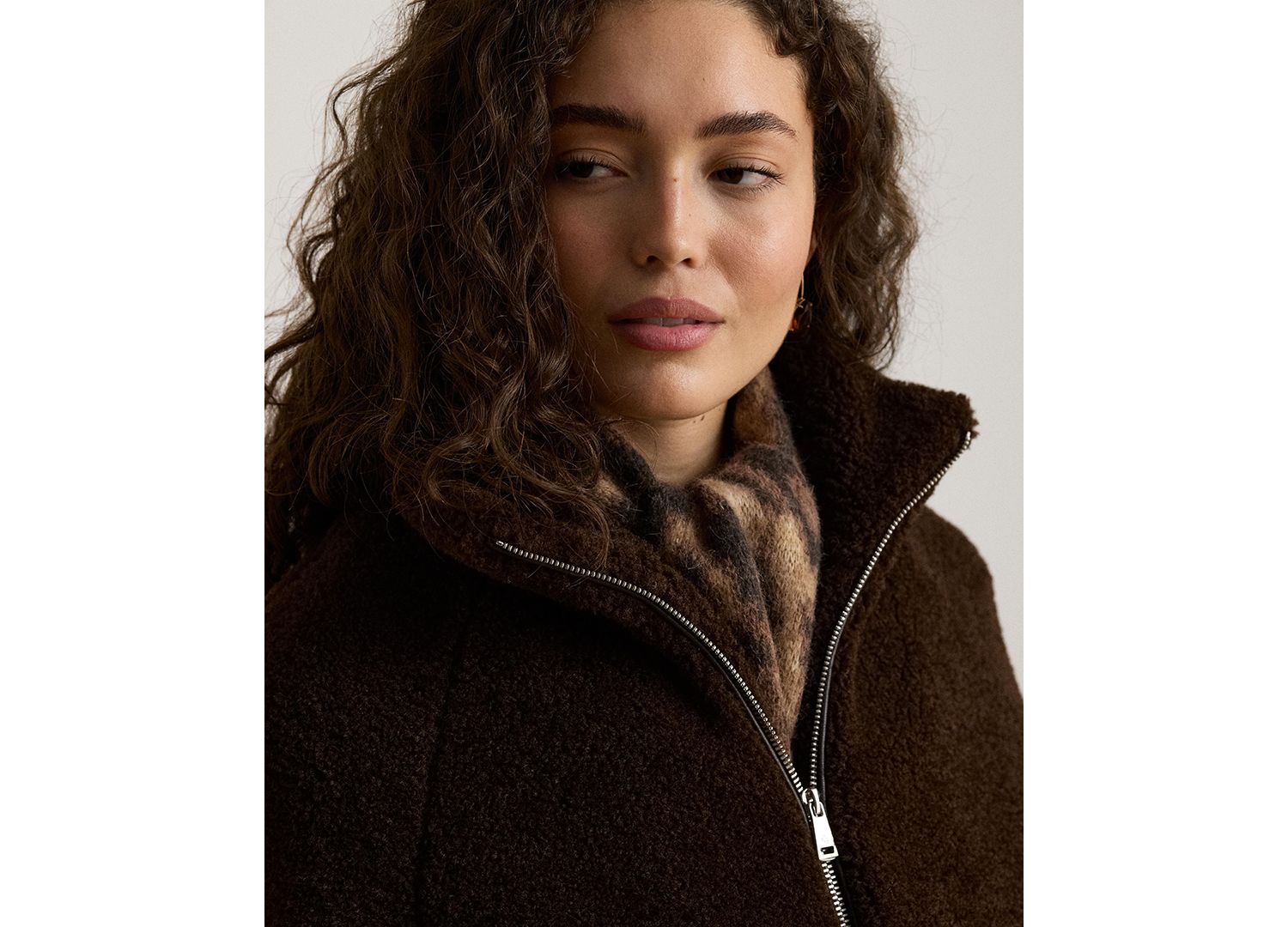 Women's Funnelneck Faux-Shearling Jacket