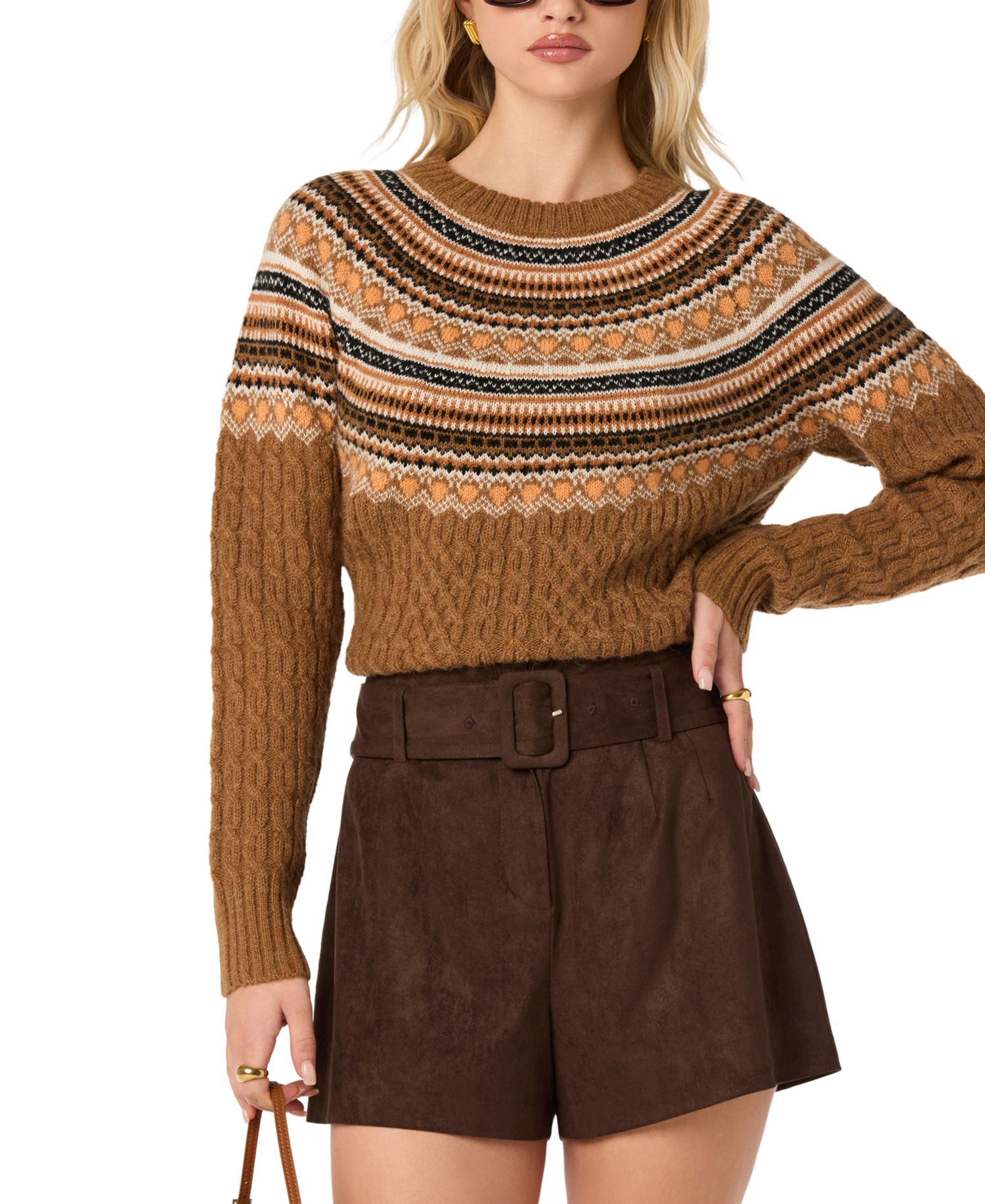 Women's Daria Cable-Knit Fair Isle Crewneck Sweater