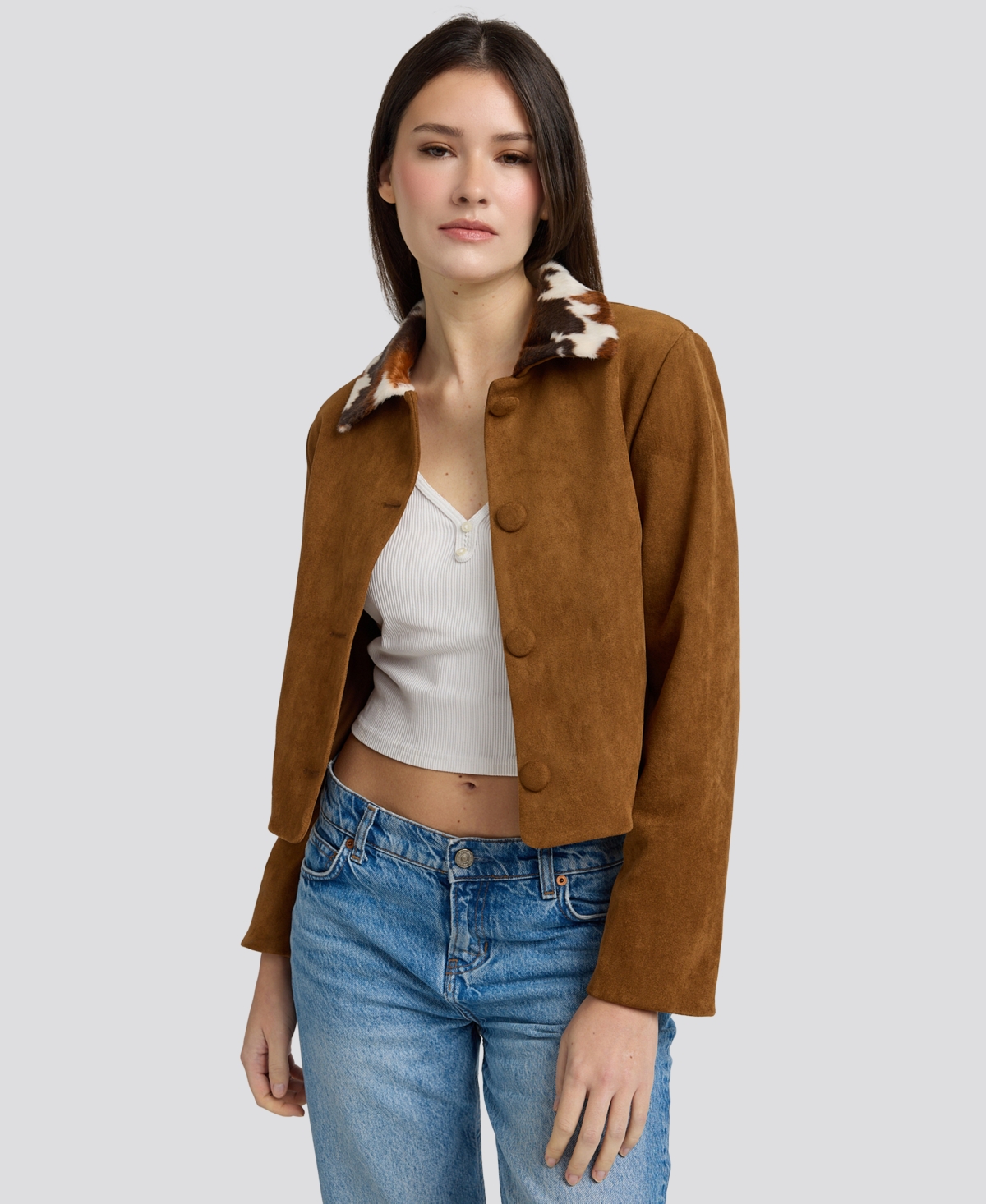 En Saison Women's Collared Look Button-Front Jacket