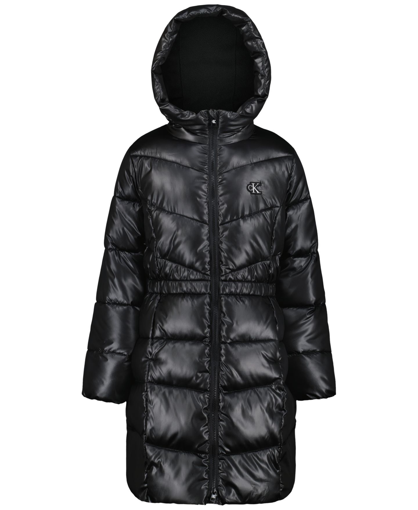 Куртка Calvin Klein Hooded Puffer для девочек, цвет: Чёрный — фото 1