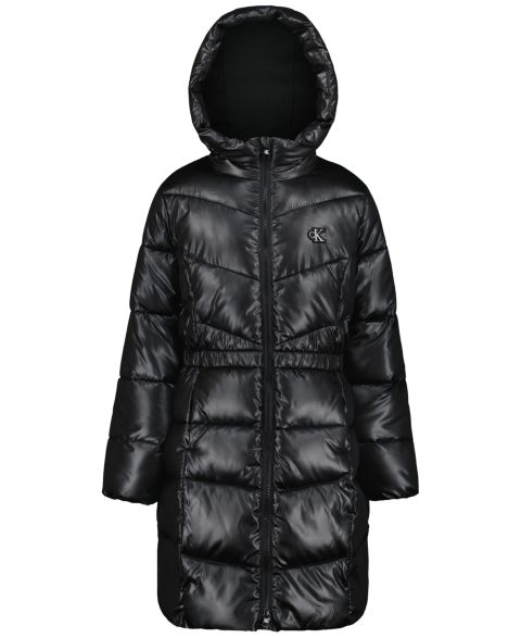 Куртка Calvin Klein Hooded Puffer для девочек, цвет: Чёрный