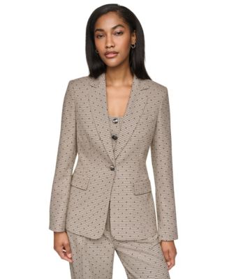 Women's Embellished Houndstooth Blazer, Regular & Petite