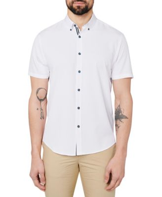 Men's Regular Fit 4-Way Stretch Performance Short Sleeve Button Down