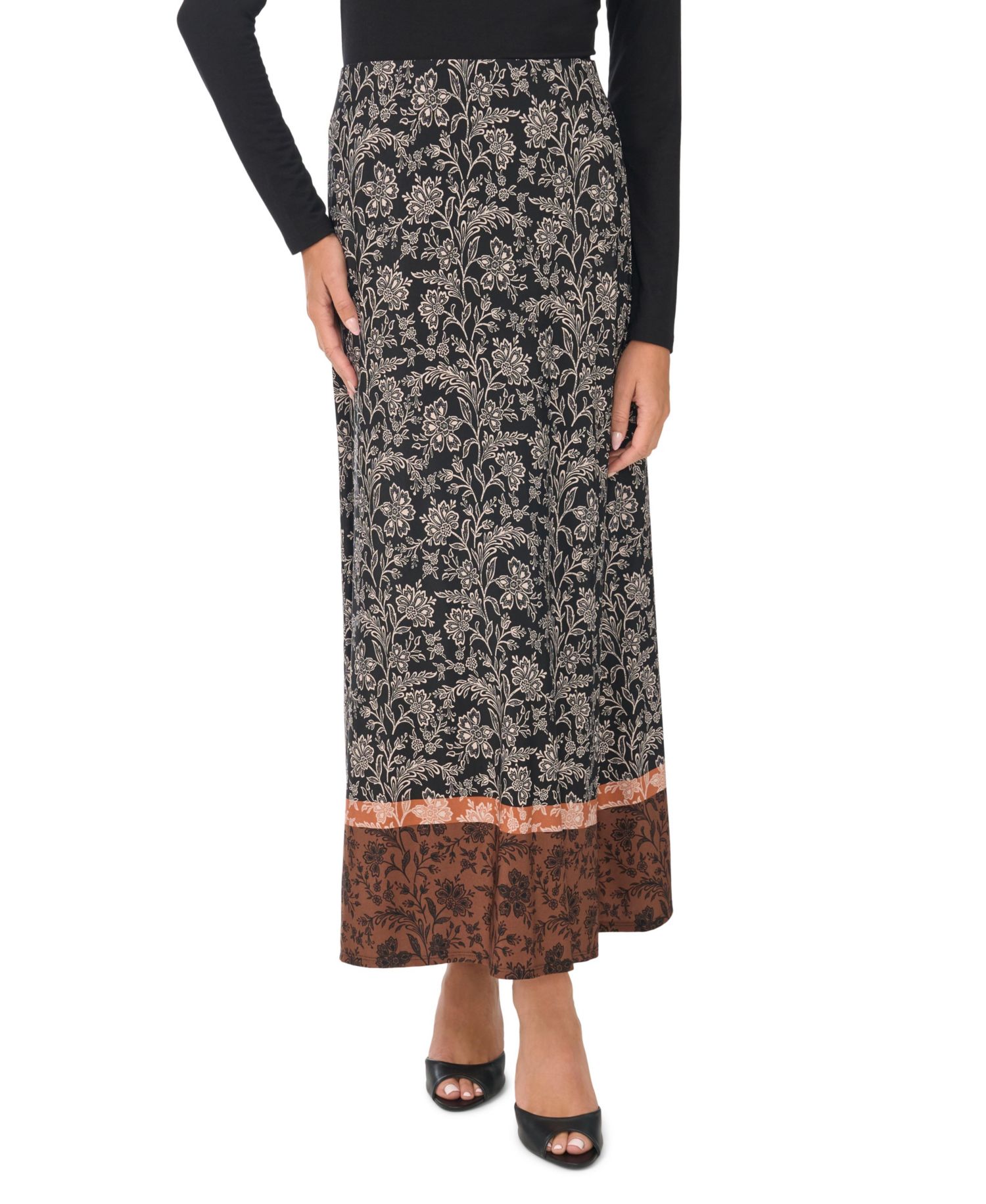 Women's Floral Maxi Elastic-Waist Skirt