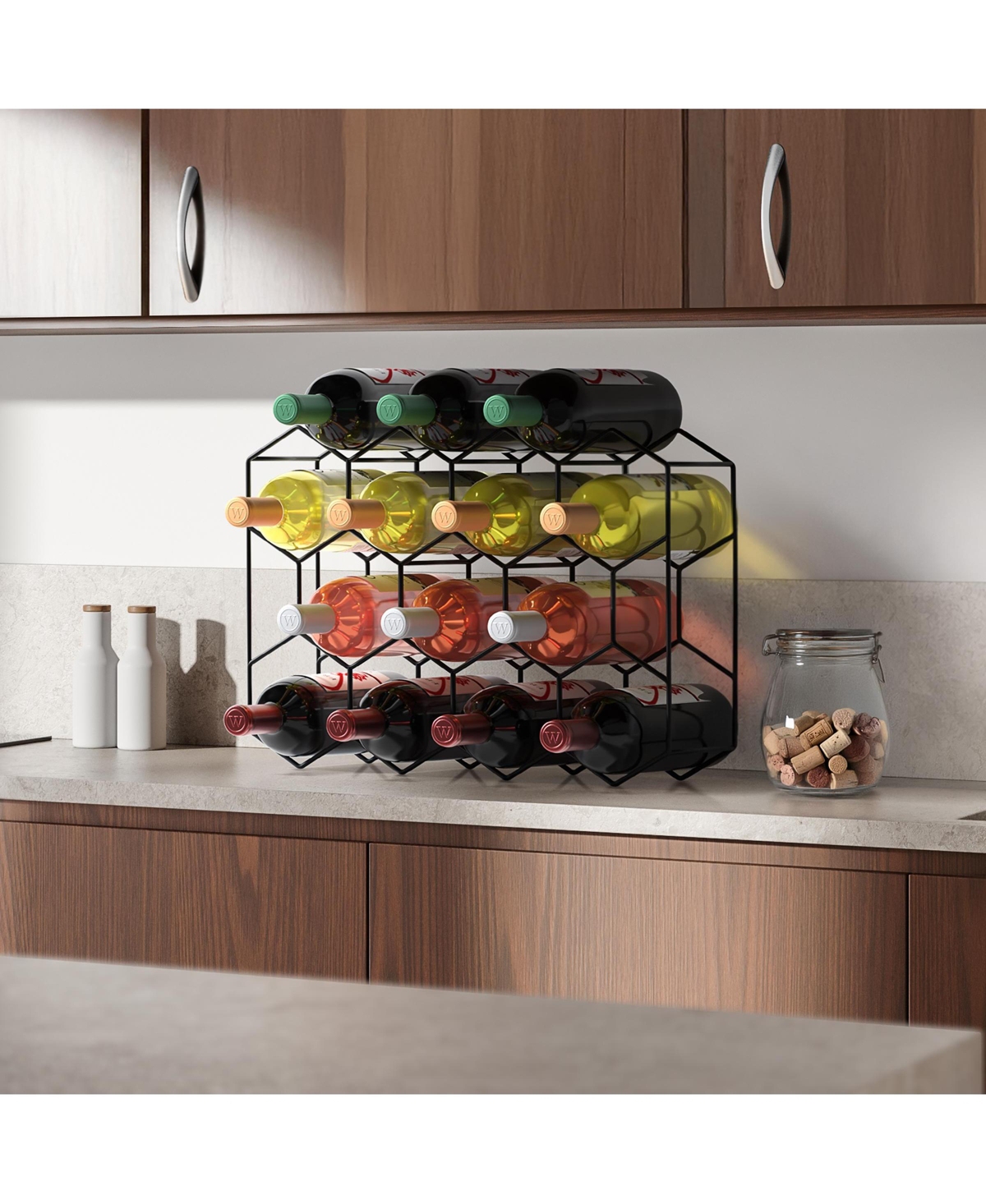 Sorbus Stackable 14 Bottle Honeycomb Design Metal Wine Rack - Cabinet, Pantry, Bar and More