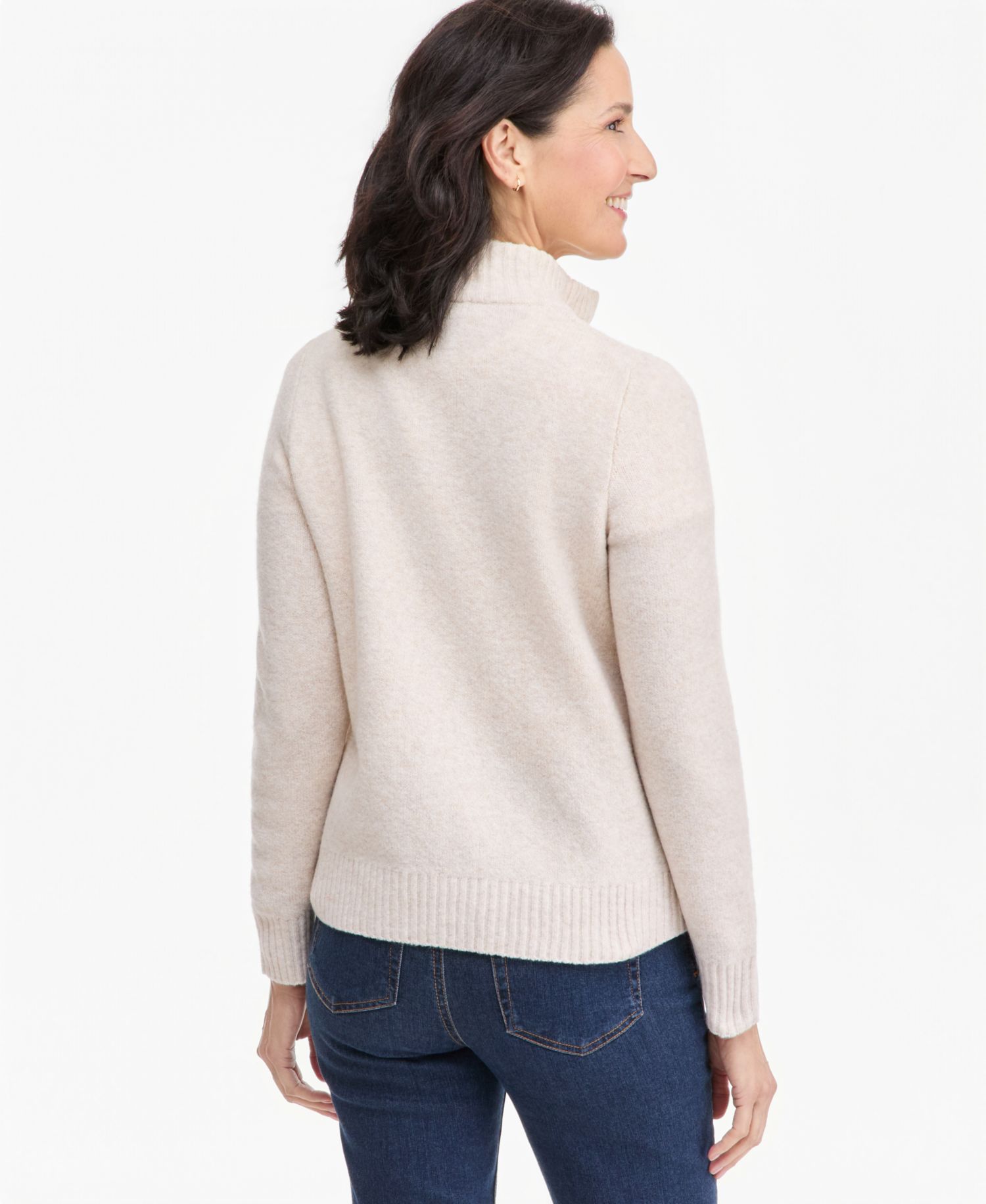 Plus Cable Split Mockneck Long-Sleeve Sweater