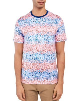 Men's Regular Fit Micro Flower Color Block Performance T-Shirt