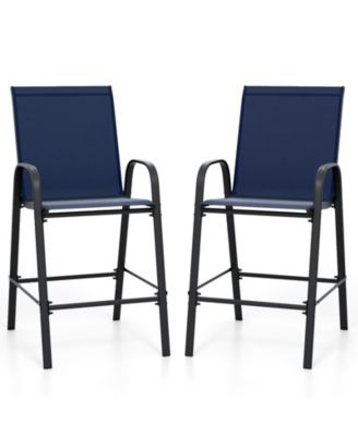 Outdoor Bar Stool Set of 2 with Fabric Seat and Curved Armrests, 29 in. Seat Height