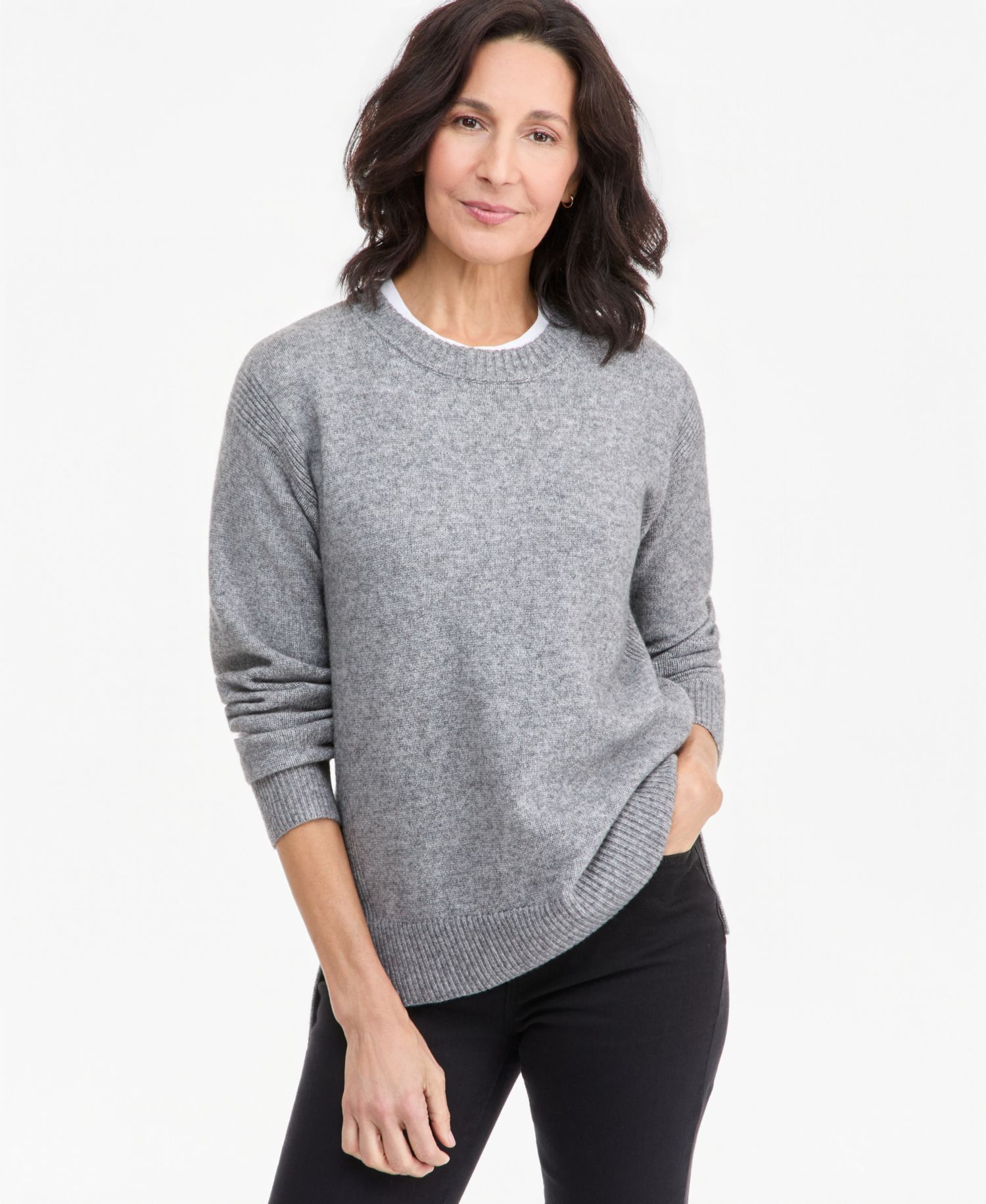 Petite Luxsoft Long-Sleeve Crewneck Sweater