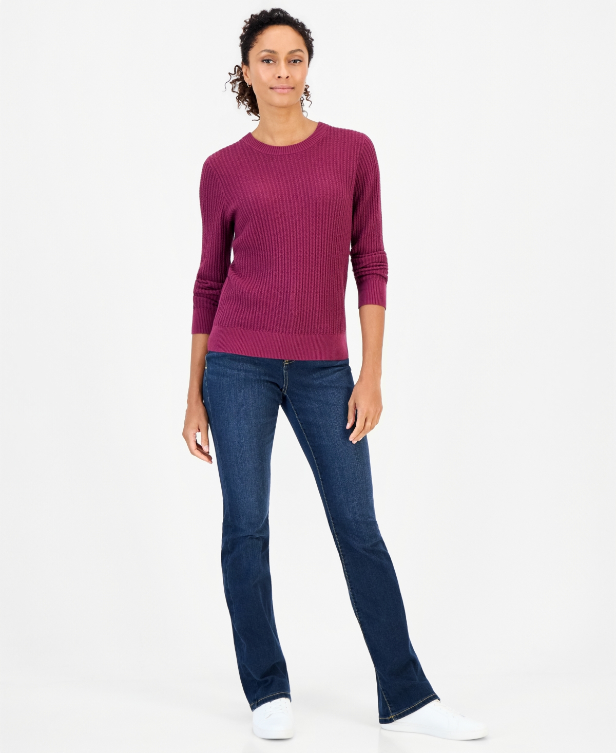 Style & Co Petite Mixed-Stitch Cotton Pullover Sweater, Macy's Exclusive
