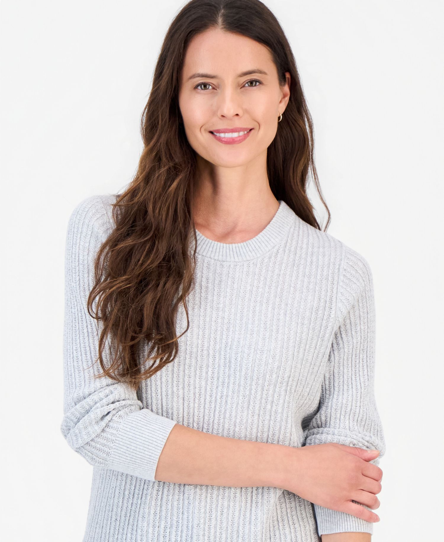 Petite Mix Stitch Crewneck Cotton Sweater, Macy's Exclusive