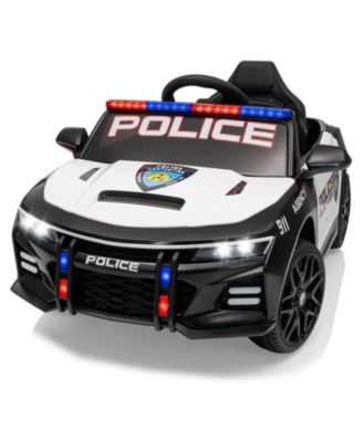 12V Licensed Toyota Police Ride On Car, 4WD, Remote Control, LED Lights, Music, Spring Suspension, Safety Belt, Truck Bed Storage