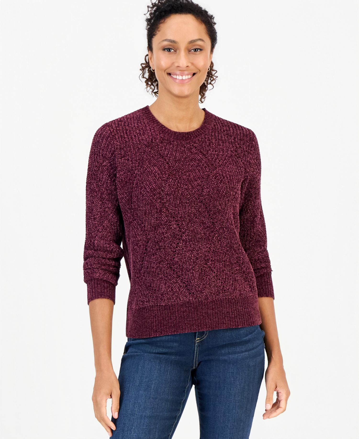 Women's Chenille Textured Stitch Crewneck Sweater