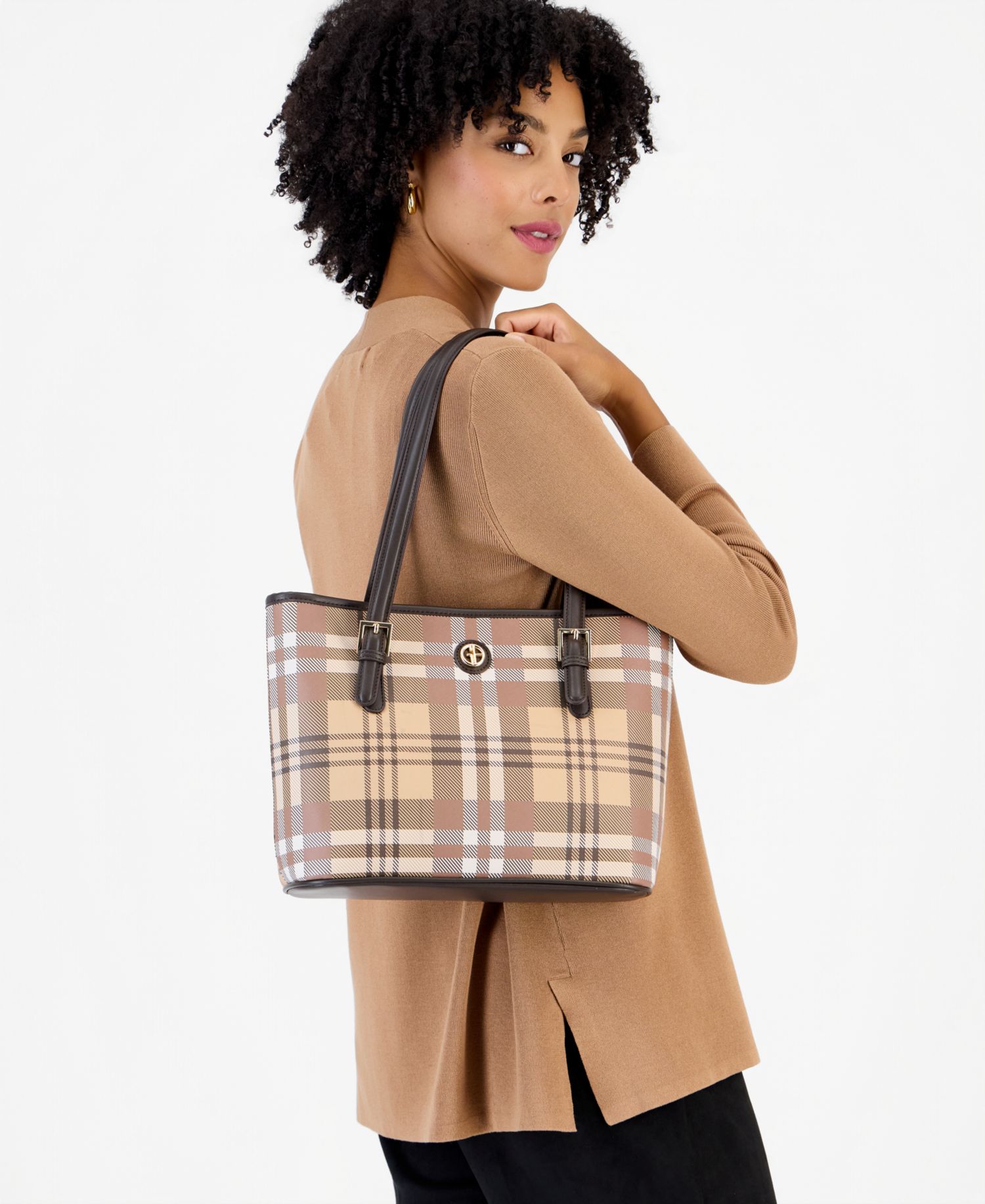 Belted Monogram Straw Tulip Tote Bag