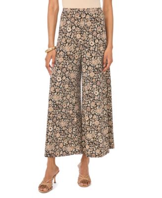 Women's Wide-Leg Pull-On Floral-Print Pants