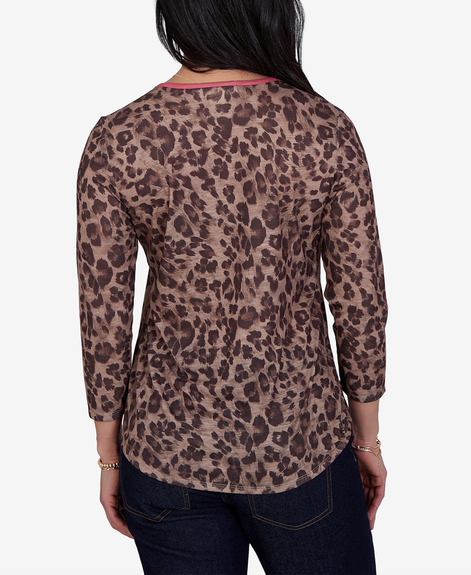 Petite Cheetah Print Knit Top
