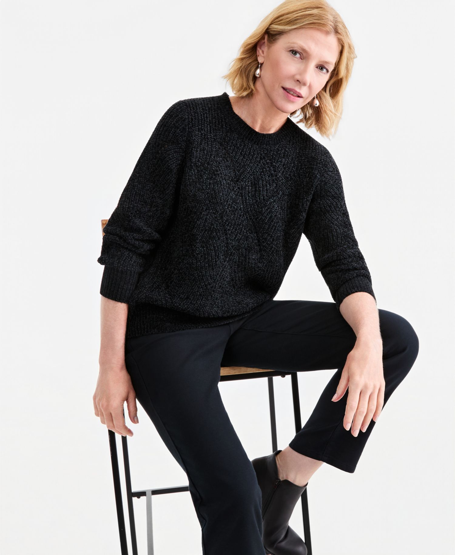 Women's Chenille Textured Stitch Crewneck Sweater