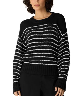 Women's Long-Sleeve Crewneck Stripe Sweater