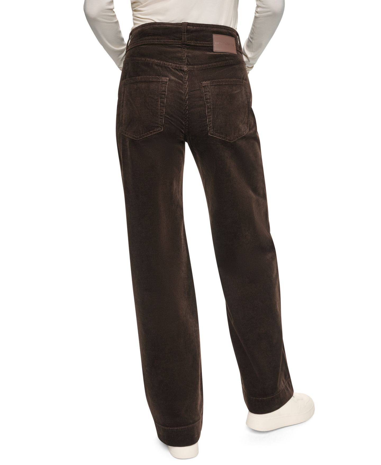 Женские брюки DKNY Jeans Petite High Rise Corduroy Wide-Leg, цвет: Тёмно-коричневый — фото 5
