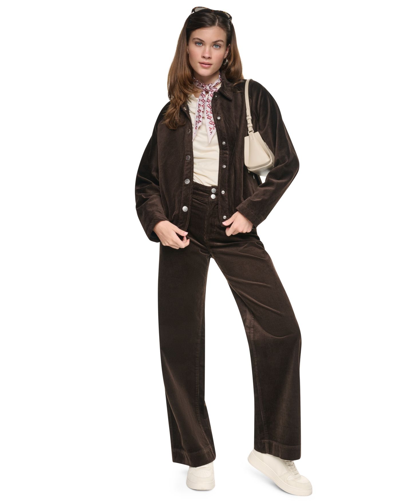 Женская куртка DKNY Jeans Petite Bubble-Hem Corduroy, цвет: Тёмно-коричневый — фото 7