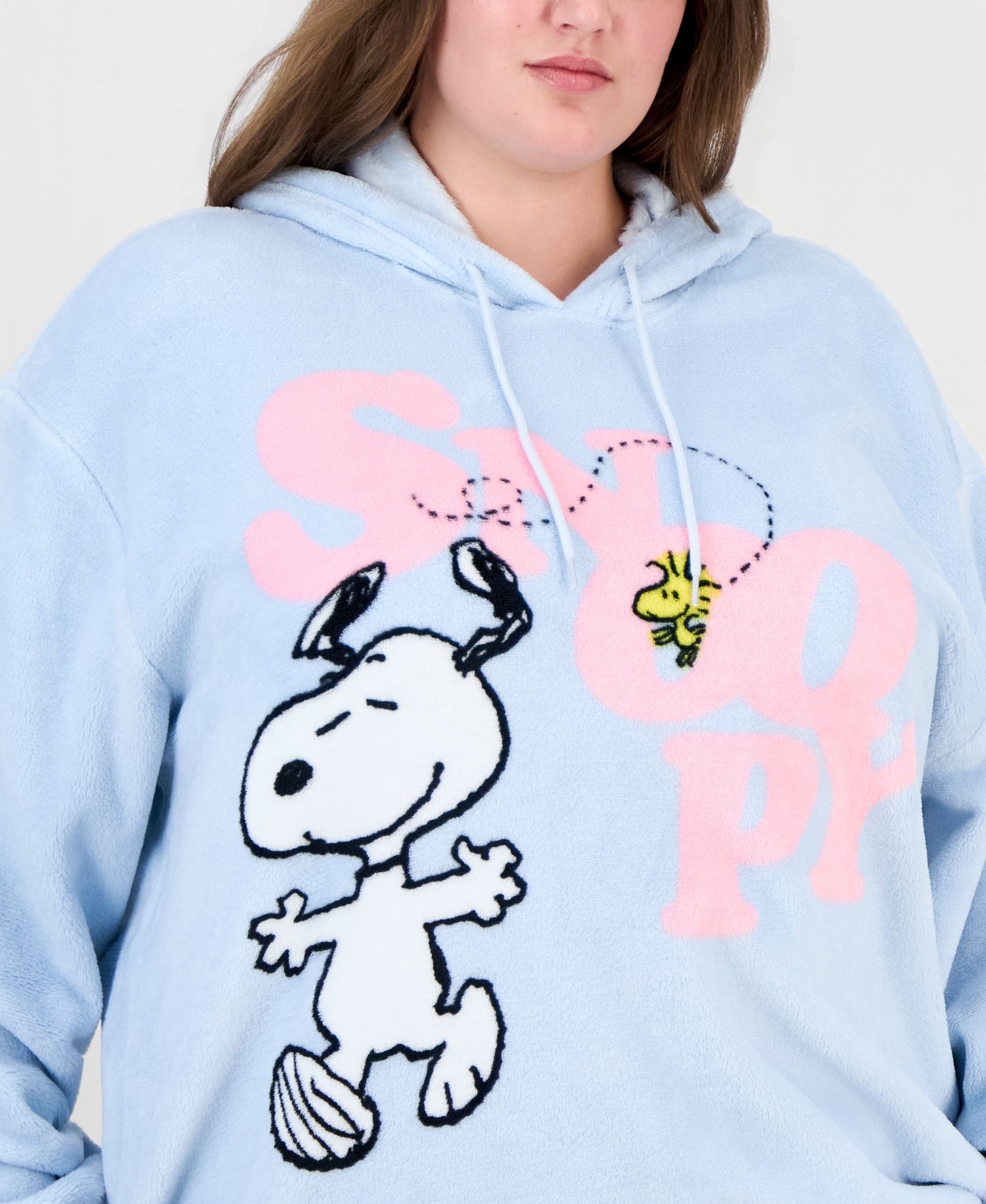Plus Size Snoopy Graphic Long-Sleeve Hoodie