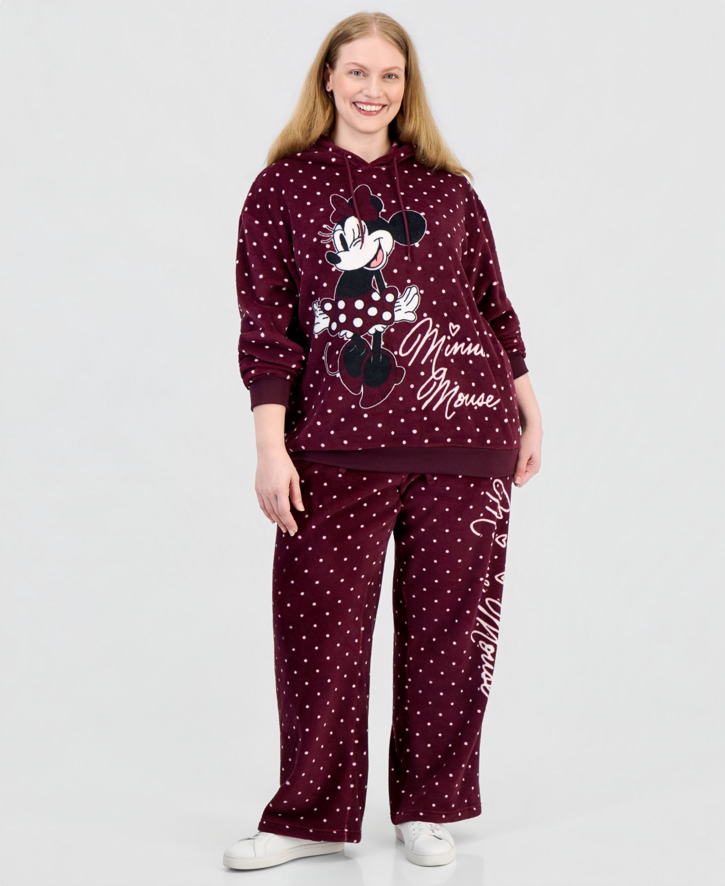 Женское худи Disney Plus Size Minnie Mouse Polka-Dot Hooded, цвет: Винный — фото 2