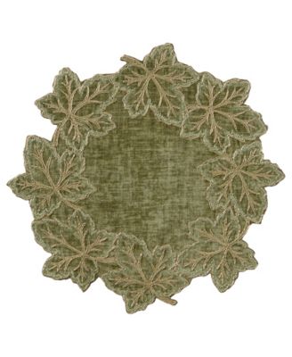 Lurex Leaves Velvet Round Placemat, 15" x 15"