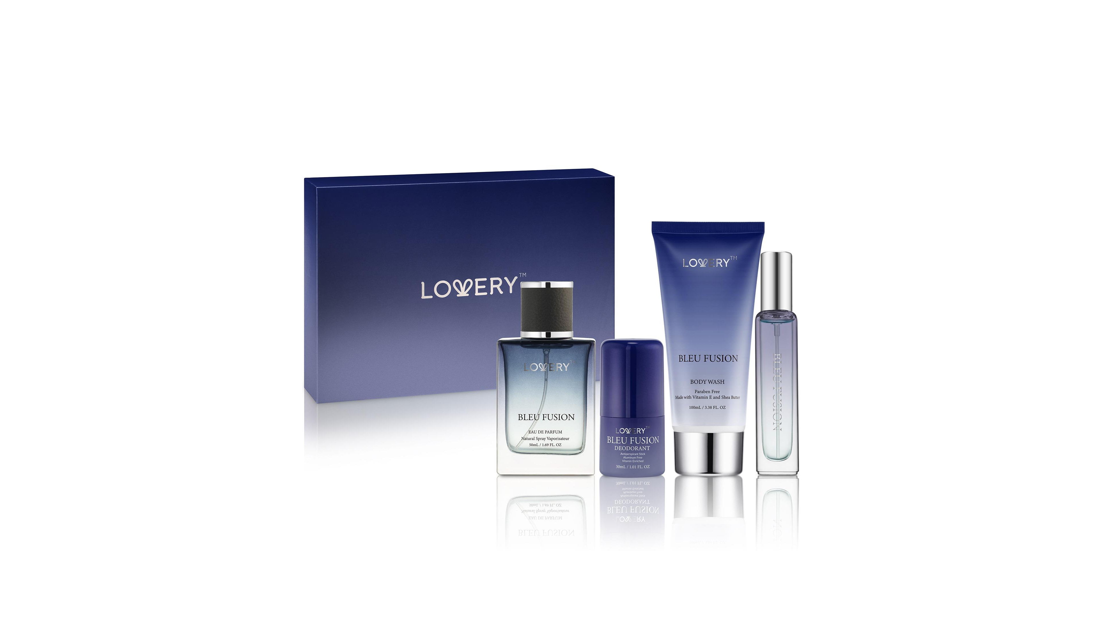 Lovery 5-Piece Bleu Fusion Bath and Body Care Gift Set with Perfume, Cologne and More