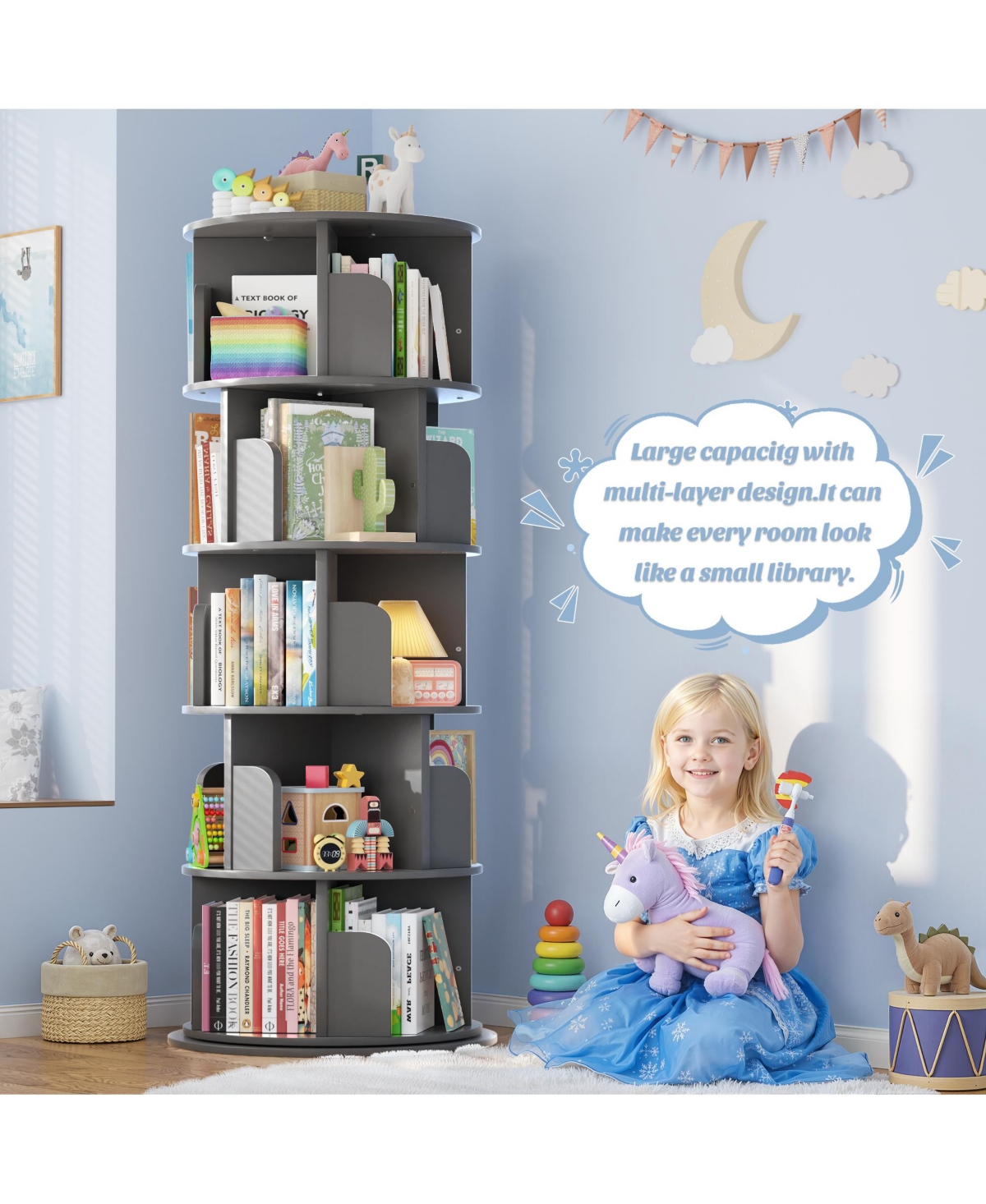 360 Display Wooden Rotating Bookcase