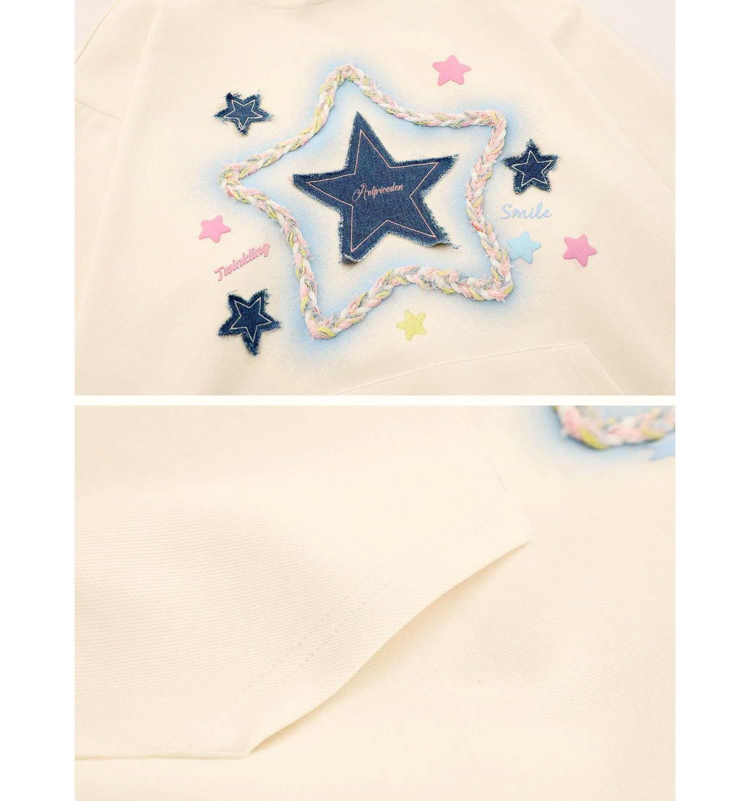 Women's Denim Star Applique Hoodie