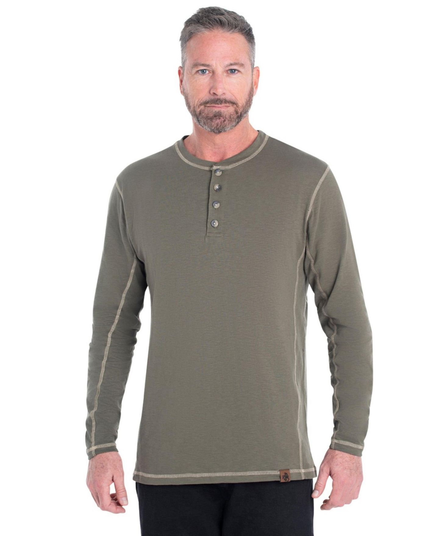 Мужская рубашка Legendary Whitetails Maverick Slub Henley Long Sleeve, цвет: Армейский зелёный — фото 1