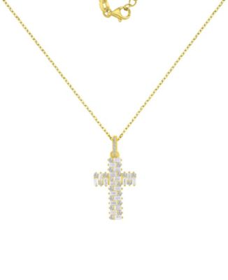 14k Gold-Plated Mixed Cut Cross Necklace