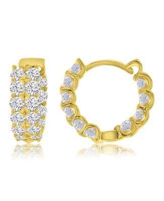 14k Gold-Plated Two Row Huggie Earrings
