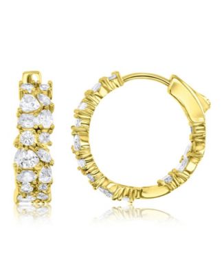 14k Gold-Plated Medium Crystal Hoop Earrings