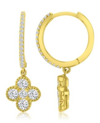14k Gold-Plated Clover Crystal Hoop Earrings