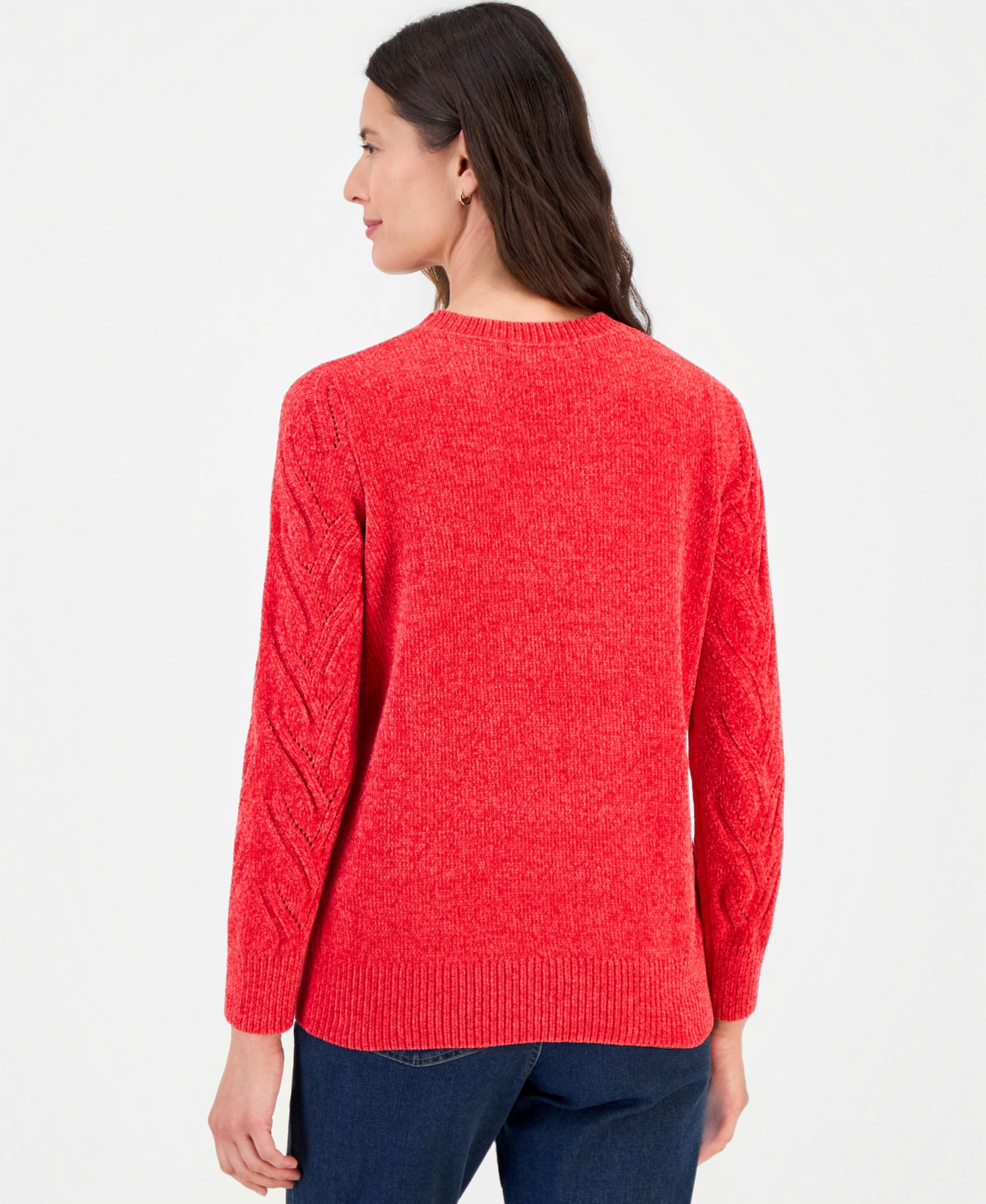 Women's Chenille Cable-Knit Crewneck Sweater