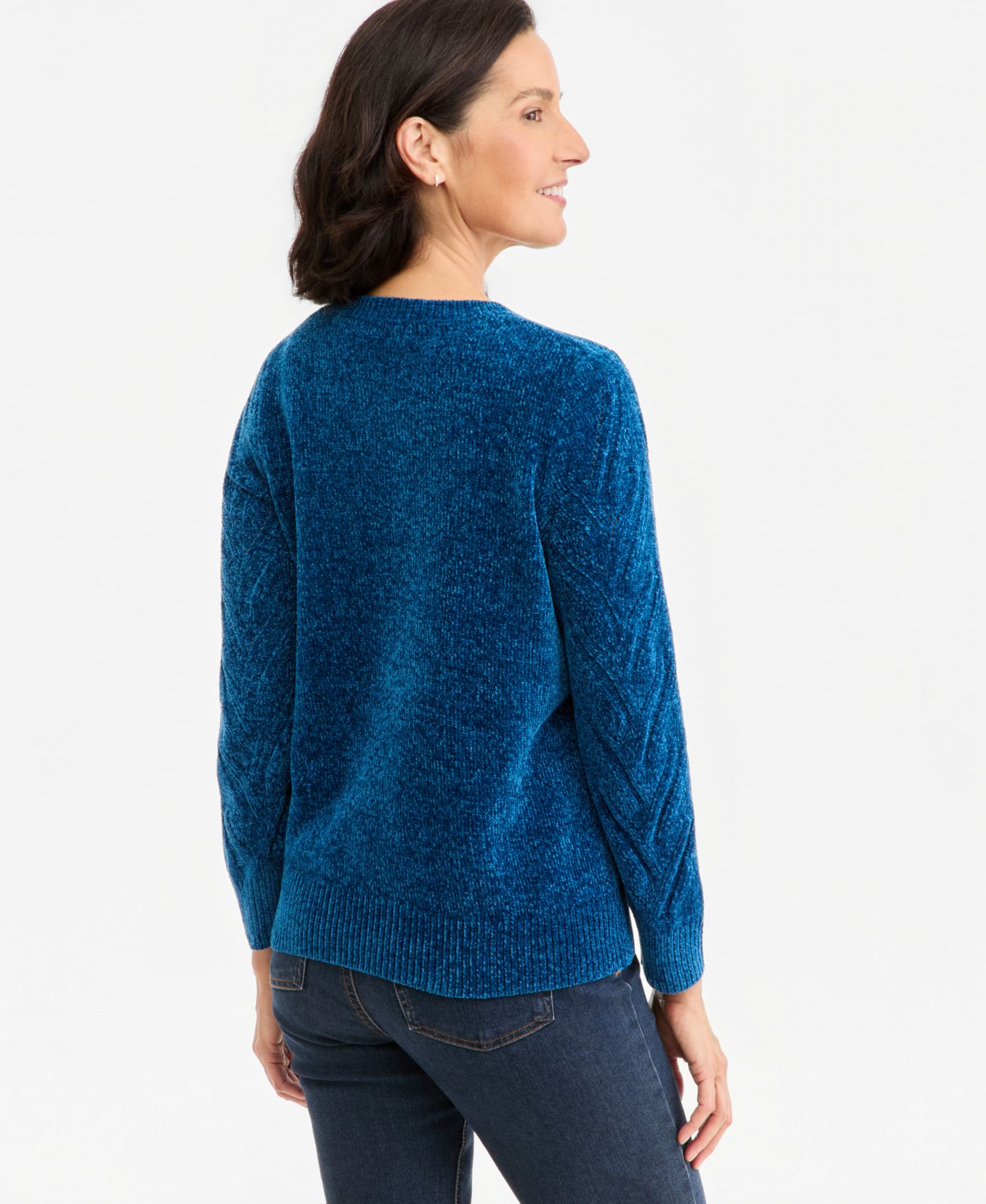 Women's Chenille Cable-Knit Crewneck Sweater