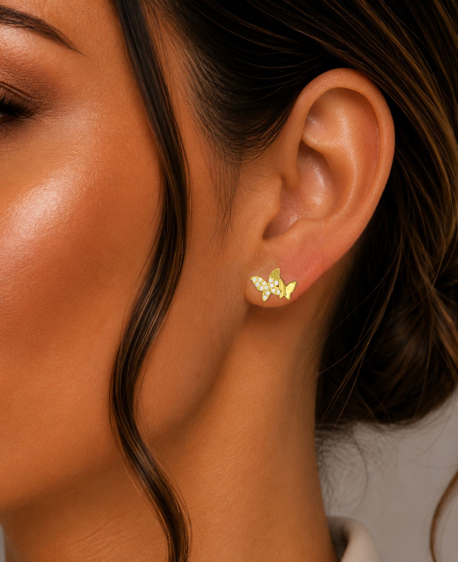 14k Gold-Plated Dual Butterfly Earrings
