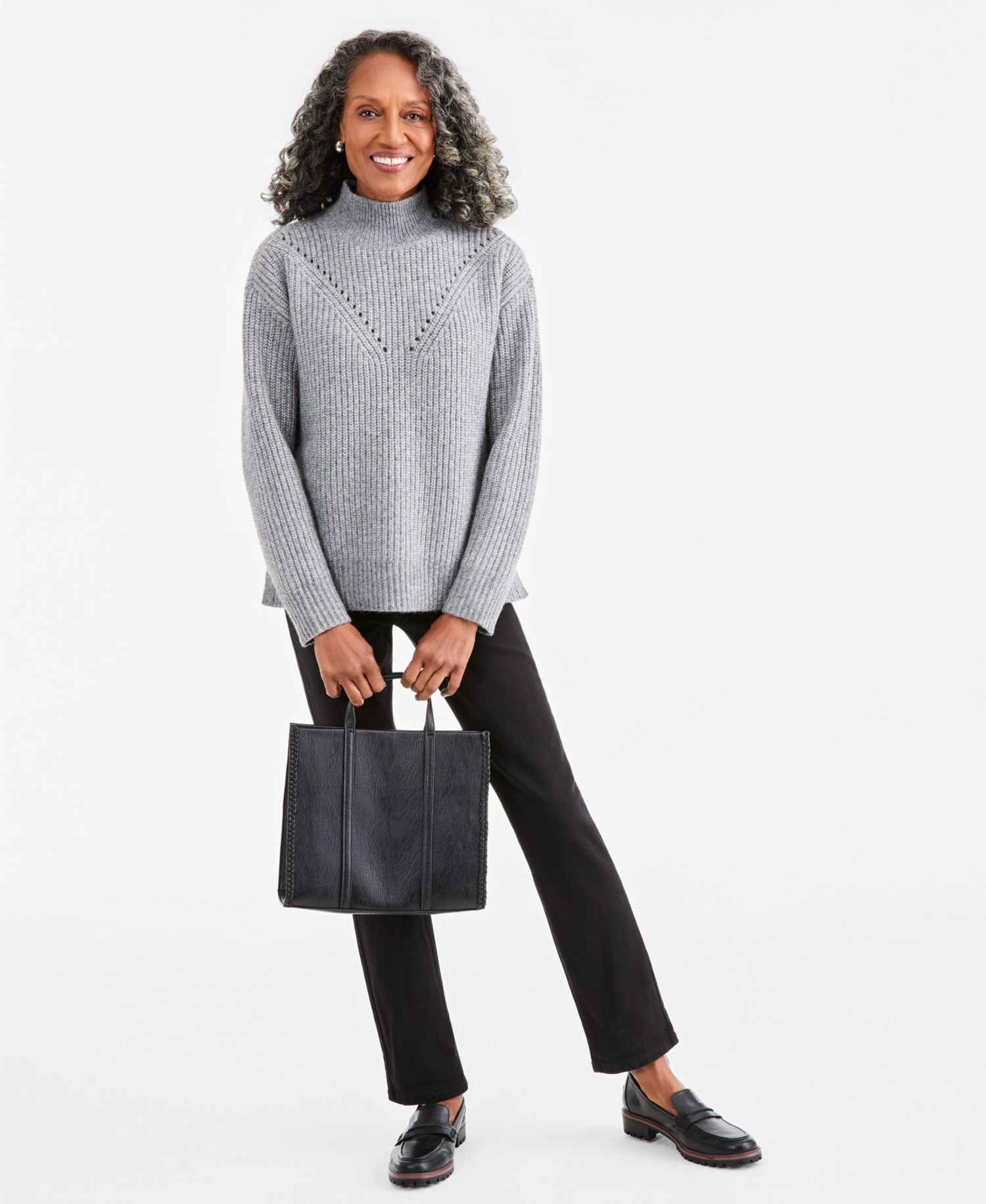 Petite Cozy Pointelle Mockneck Sweater