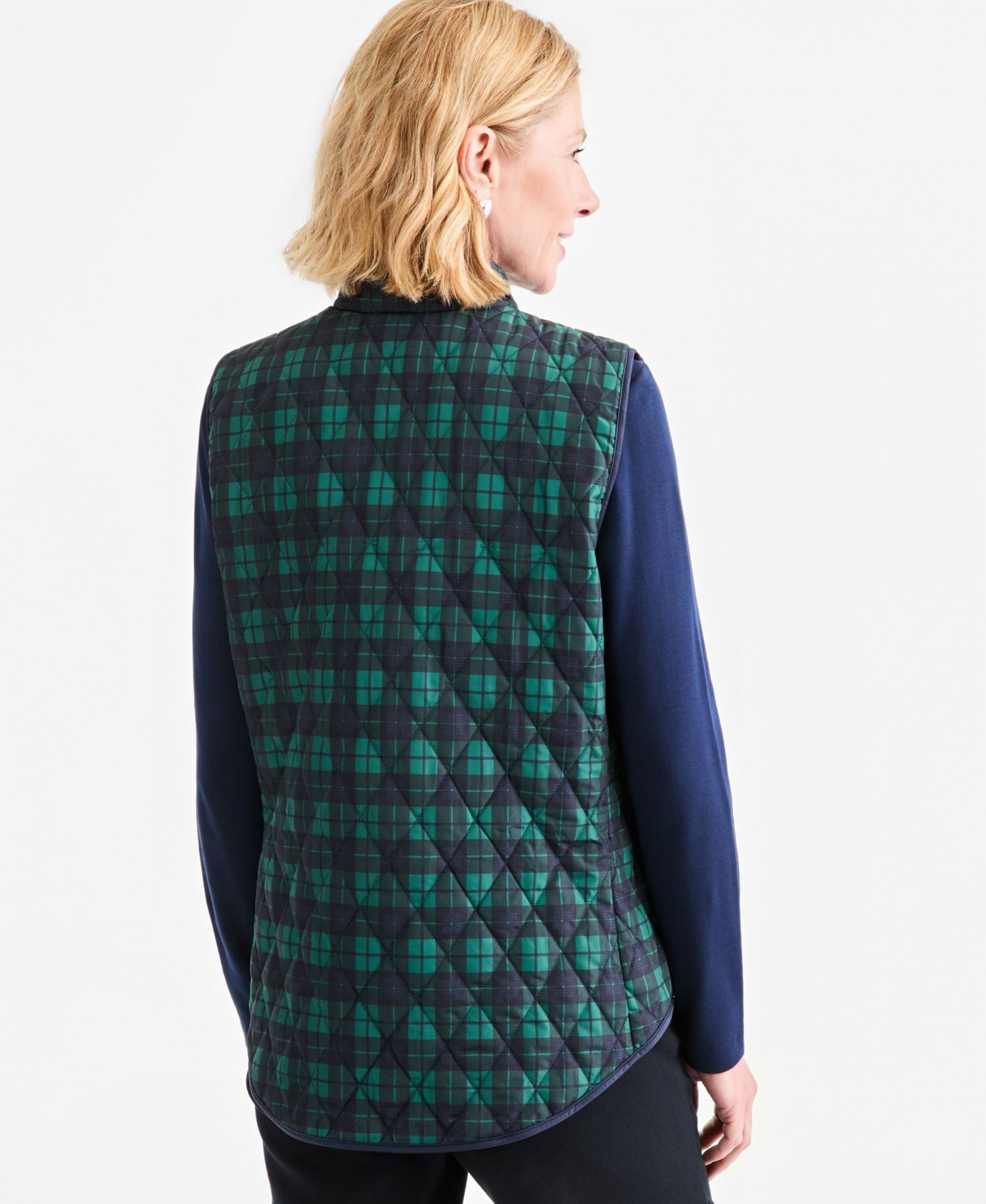 Petite Quilted Plaid Puffer Vest, Macy's Exclusive