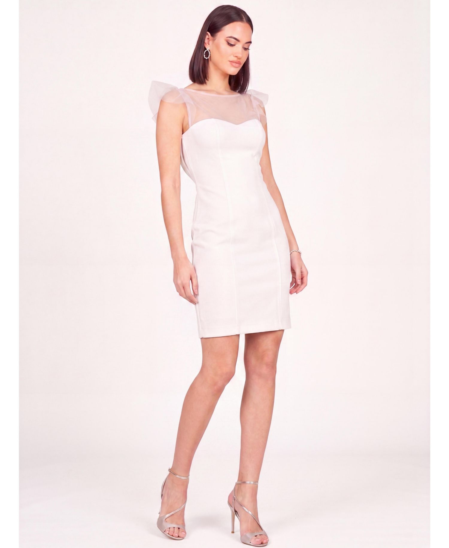Women's Illusion Bridal Midi Sheath Dress