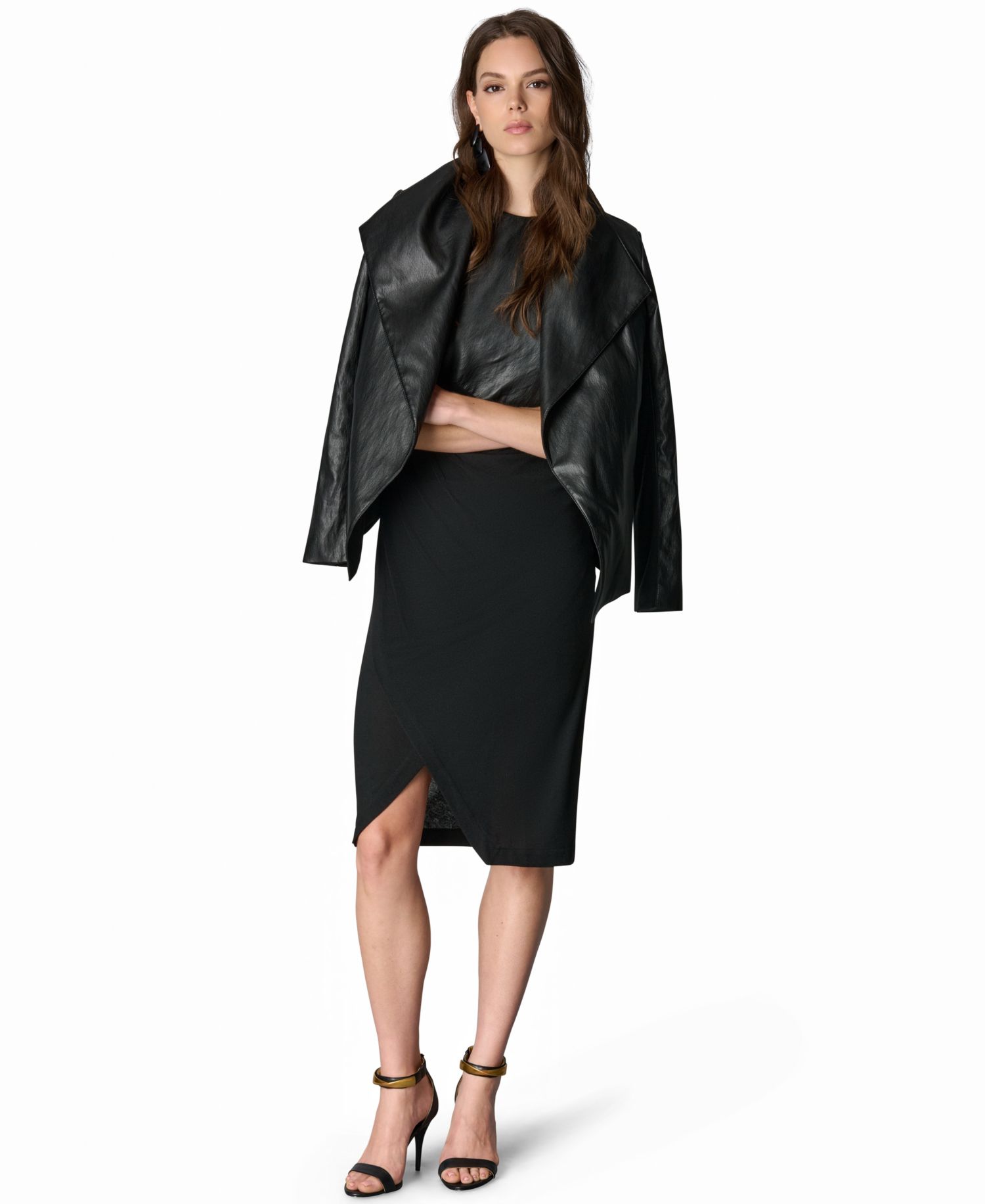 Women's Mixed Media Belted Wrap Jacket